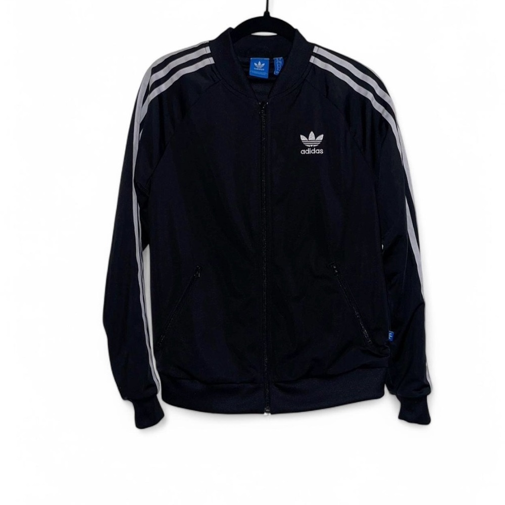 Black Adidas zip-up track/bomber jacket in size small - Picture 1 of 4
